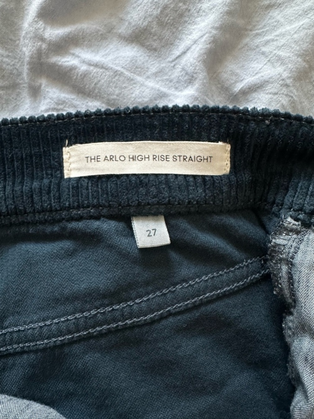 Minimalist Denim Forum Arlo High Rise Straight Corduroy Pants 27 Dark Teal Black - Picture 4 of 9